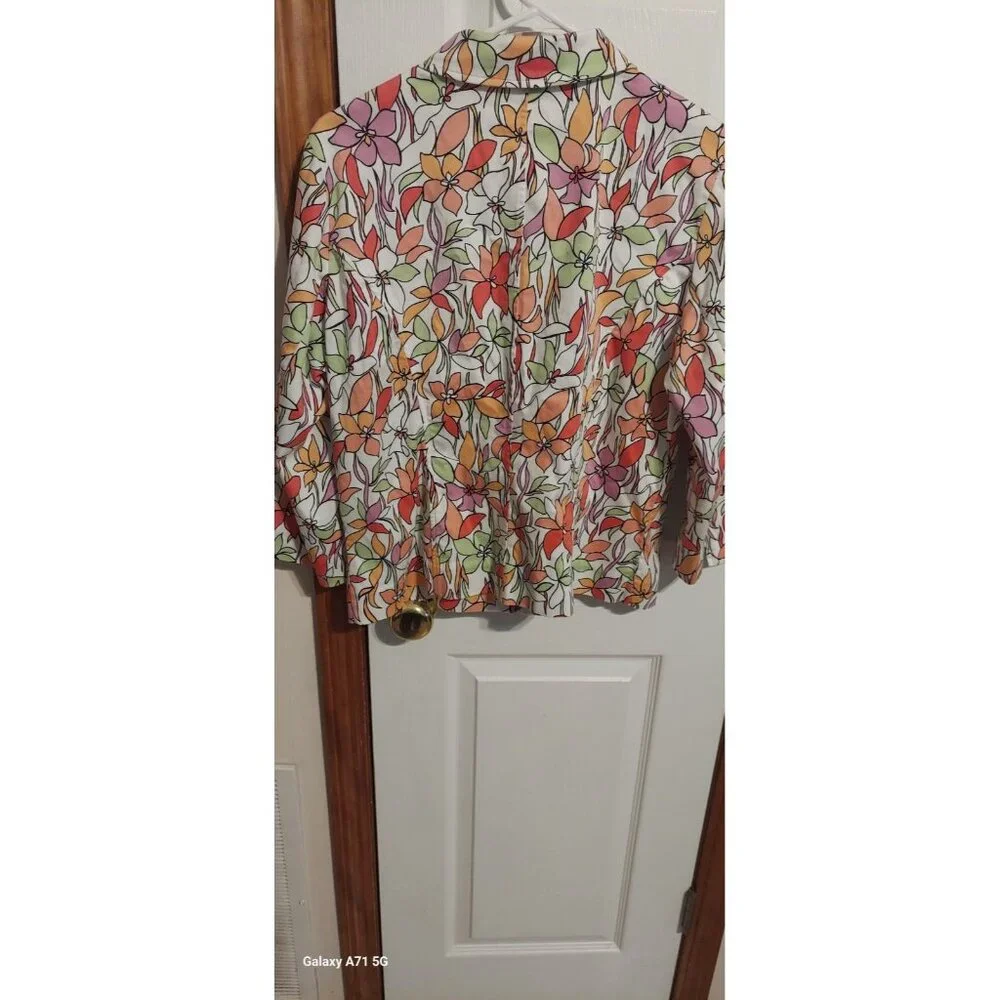 CJ Banks Paisley Flowered‎ Jacket. Size M Zipper Womens Stretch Dress Fashion